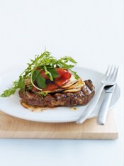 char-grilled beef with marinated capsicum salad