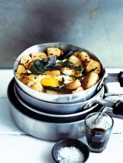crispy sage potatoes with fried eggs